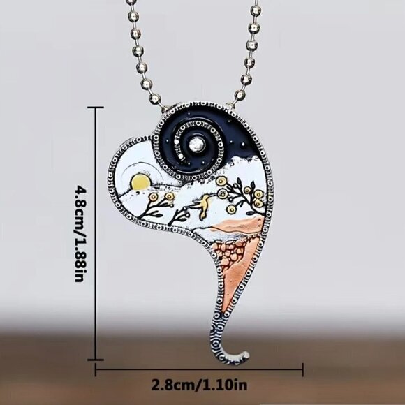 Pendant Necklace with River, Mountains, Sun, Moon, Hummingbird #800 - Picture 7 of 7